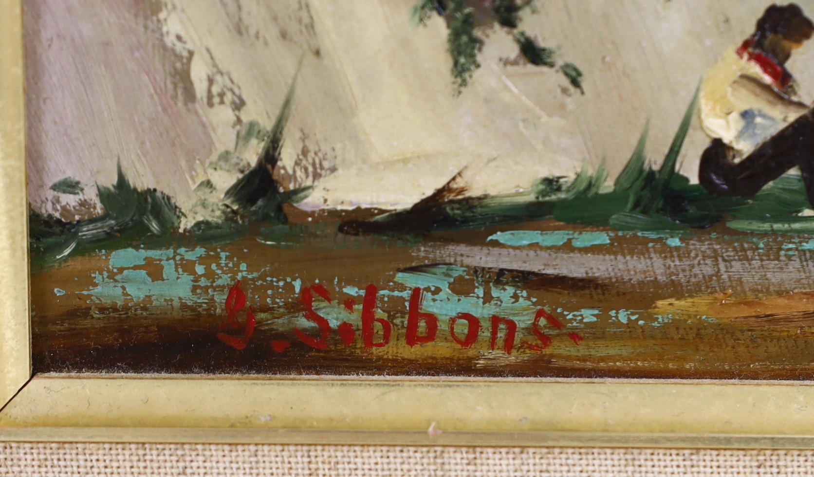 Gudrun Sibbons (b.1925), oil on board, Mediterranean coastal scene, signed, 30 x 40cm